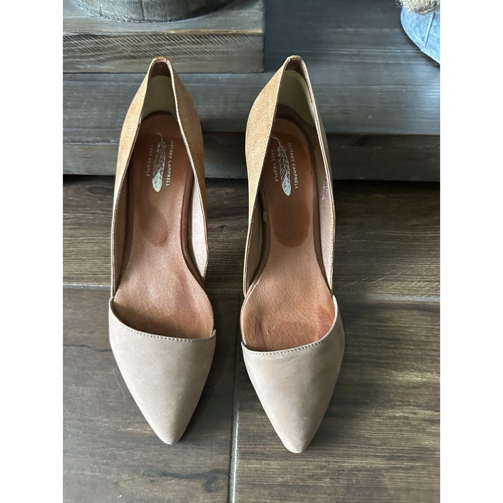 Jeffrey Campbell Free People Two Tone Leather d'Orsay Pointed Toe Pumps Tan 8
